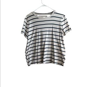 American Eagle White Tee with Navy Stripes Size X-Large